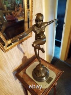Danseuse Style Art Déco en Bronze d'après Ferdinand Preiss (1882-1943)