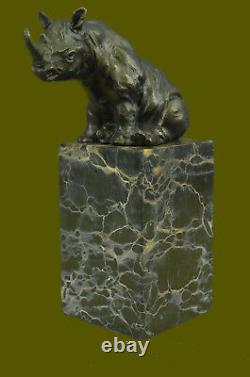 Détaillé Blanc Rhinocéros Bronze Art Figurine Statue Sculpture Lost Cire