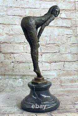 Dh Chiparus Bronze Sculpture Figuratif Érotique Danseuse Femme Art Déco Figurine