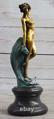 Domestique Art Décoration Sculpture Nu Jeune Femme Fille Bronze Marbre Statue