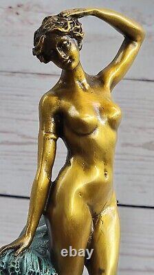 Domestique Art Décoration Sculpture Nu Jeune Femme Fille Bronze Marbre Statue