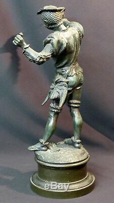 E 1870 superbe statue sculpture bronze signée BARYE fauconnier 43cm 5.2kg art