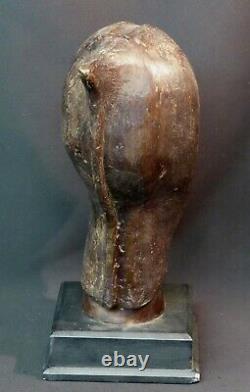 E Art Africain superbe sculpture ancienne bronze visage buste tête 4.7kg35cm