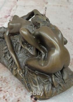 EROTIK BRONZE SCULPTURE Cunnilingus Lesbiennes Signée Lambeaux Art Déco