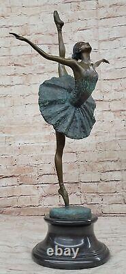Élégant Miguel Lopez Ballerine Danseuse Bronze Sculpture Fonte Art Nouveau Gift