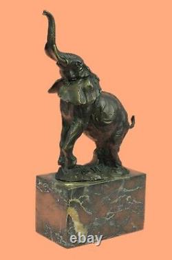 Éléphant Africain Safari Jungle Art Serre-Livre Sculpture Décor Bronze Marbre