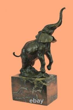 Éléphant Africain Safari Jungle Art Serre-Livre Sculpture Décor Bronze Marbre