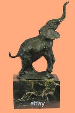 Éléphant Africain Safari Jungle Art Serre-Livre Sculpture Décor Bronze Marbre