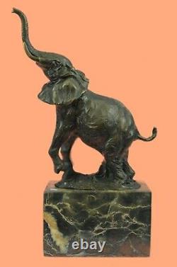 Éléphant Africain Safari Jungle Art Serre-Livre Sculpture Décor Bronze Marbre