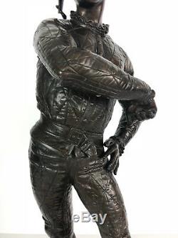 Émile Laporte Sculpture En Bronze L'arlequin De La Comédie Del Arte De 54cm H