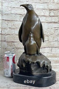 Empereur Pingouin Famille Art Bronze Sculpture Statue Figurine Animal