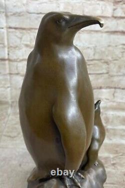 Empereur Pingouin Famille Art Bronze Sculpture Statue Figurine Animal