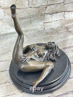 Érotique Art Déco Nu Nue Femelle Bronze Sculpture Marbre Figurine Base Vente