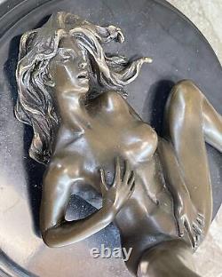 Érotique Art Déco Nu Nue Femelle Bronze Sculpture Marbre Figurine Base Vente