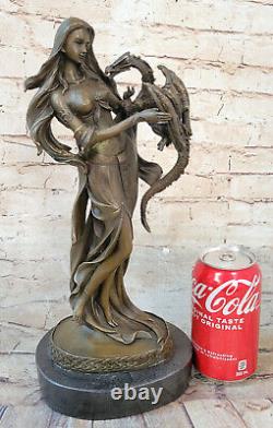 Érotique Bronze Chair Sculpture Statue Art Femme Figurine Guerrier Dragon