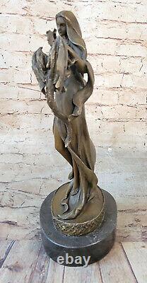 Érotique Bronze Chair Sculpture Statue Art Femme Figurine Guerrier Dragon