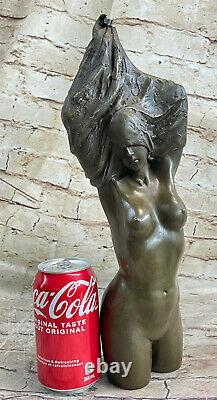 Érotique Bronze Semi Nu Sculpture Statue Art Figurine Femme Fantaisie Artistique
