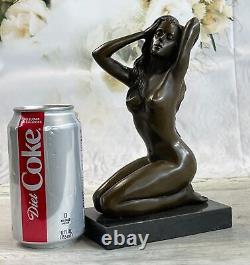 Érotique Nu Femelle Femme Bronze Sculpture Nue Figurine Érotique Art Déco