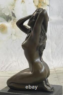 Érotique Nu Femelle Femme Bronze Sculpture Nue Figurine Érotique Art Déco