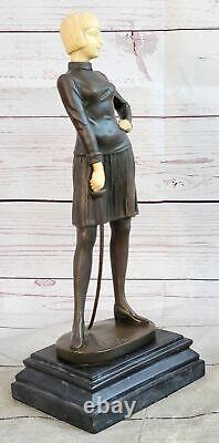 Européenne 12 Fonte Bronze Sculpture 8 Fencer Art Serre-Livre Signé Preiss