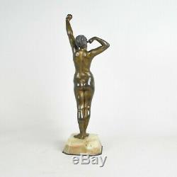 Eveil, sculpture en bronze femme nue, art deco, 20eme siècle