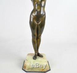 Eveil, sculpture en bronze femme nue, art deco, 20eme siècle