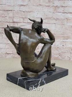 Exquis Bronze Art Sculpture Diable Satyre Faune Lust Par M. LOPEZ Figurine