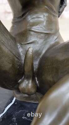Exquis Bronze Art Sculpture Diable Satyre Faune Lust Par M. LOPEZ Figurine