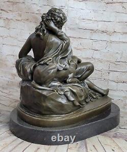 Fabuleux Bronze Statue Sculpture Nu Femme Dame Chien Figurine Art Déco Intérieur