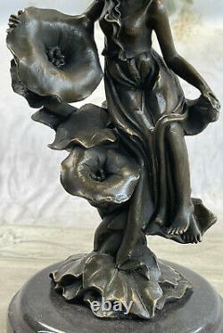 Fait Bronze Femme Fille Érotique Sculpture Liquidation Art Marbre Figure