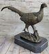 Fait Faune Art Bronze Faisan Tétraoninés Jeu Oiseau Sculpture