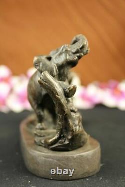 Fait Solide Bronze Sculpture Art Déco Marche Éléphants Domestique Décoration Nr