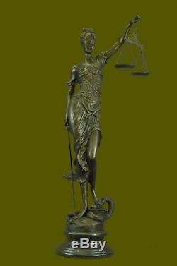 Fait à la Main Dame Justice Aveugle Bronze Art Sculpture Figurine Statue 39