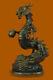 Fait à La Main Signée Dragon Thomas Bronze Sculpture Marbre Statue Figurine Art