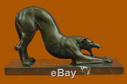 Fait à la Main Signée Lévrier Racing Chien Bronze Sculpture Figurine Art Déco