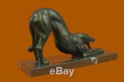 Fait à la Main Signée Lévrier Racing Chien Bronze Sculpture Figurine Art Déco