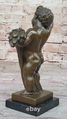 Figure Nue Garçon Jeune Statue Figurine En Bronze Art Déco Sculpture Signée