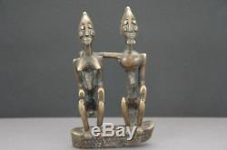Figurine sculpture couple priomordial en bronze Dogon Art premier africain Mali