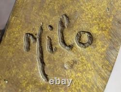 Fin Art Sculpture Bronze Squelette Penseur Marbre Base Signée Milo Ouvre Décor