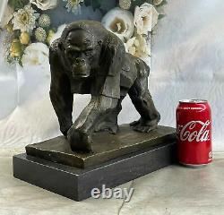 Fin Bronze Japonais Saru Singe Chimpanzé Gorilla Okimono Netsuke Statue Art