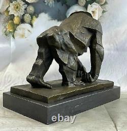 Fin Bronze Japonais Saru Singe Chimpanzé Gorilla Okimono Netsuke Statue Art