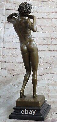 Fonte Bronze Sculpture Statue Marbre Base Chair Mâle David Figurine Art Décor