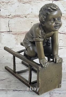 Fonte Vienne Bronze Art Sculpture Figurine De Jeune Garçon Enfant à Jouer autour