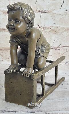 Fonte Vienne Bronze Art Sculpture Figurine De Jeune Garçon Enfant à Jouer autour