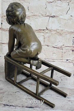 Fonte Vienne Bronze Art Sculpture Figurine De Jeune Garçon Enfant à Jouer autour