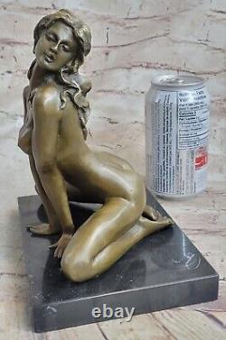 Français Bronze Art Déco Sculpture Nu Assis Erotica Original Ouvre Figurine