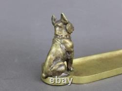 French Art Deco bulldog bronze sculpture, Old 1920s car mascot, By artist DREUX