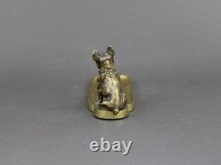 French Art Deco bulldog bronze sculpture, Old 1920s car mascot, By artist DREUX