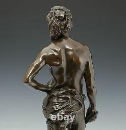 G. Récipon Escrimeur 1890 Rare Élégant Bronze Sculpture Art Nouveau 63 cm