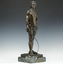 G. Récipon Escrimeur 1890 Rares Élégant Bronze Sculpture Art Nouveau 63 cm